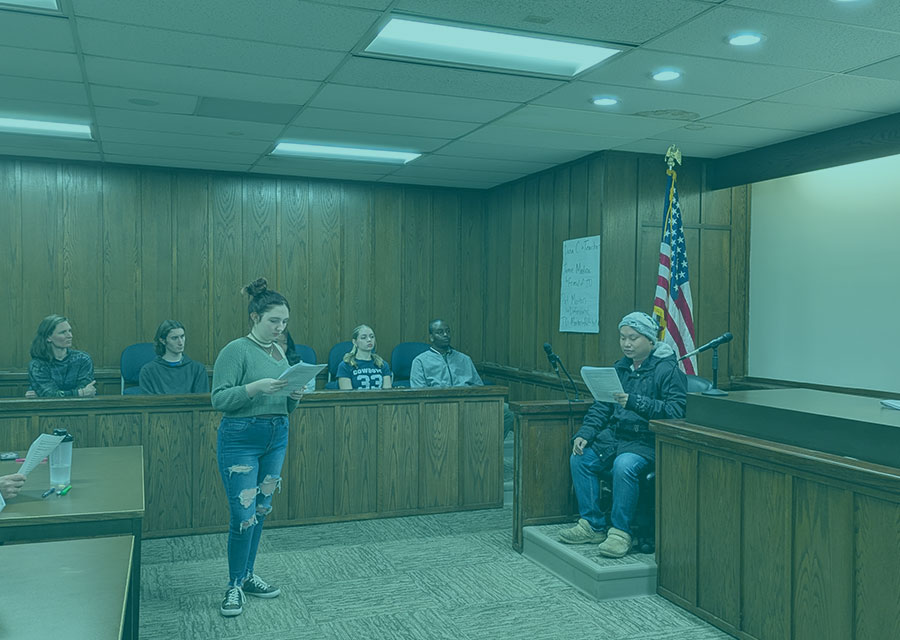 Students in a mock trial