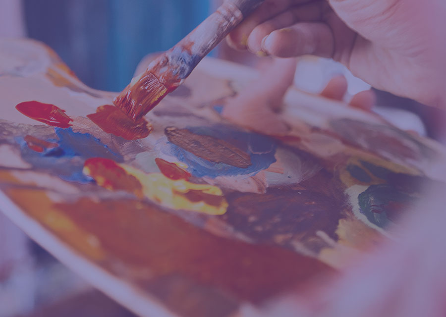 a painting palette full of different colors