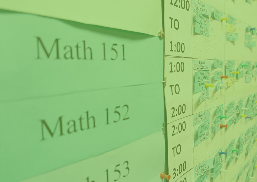 math courses listed on whiteboard 