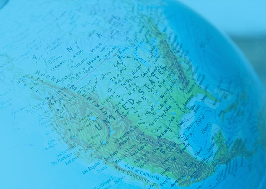 globe with USA